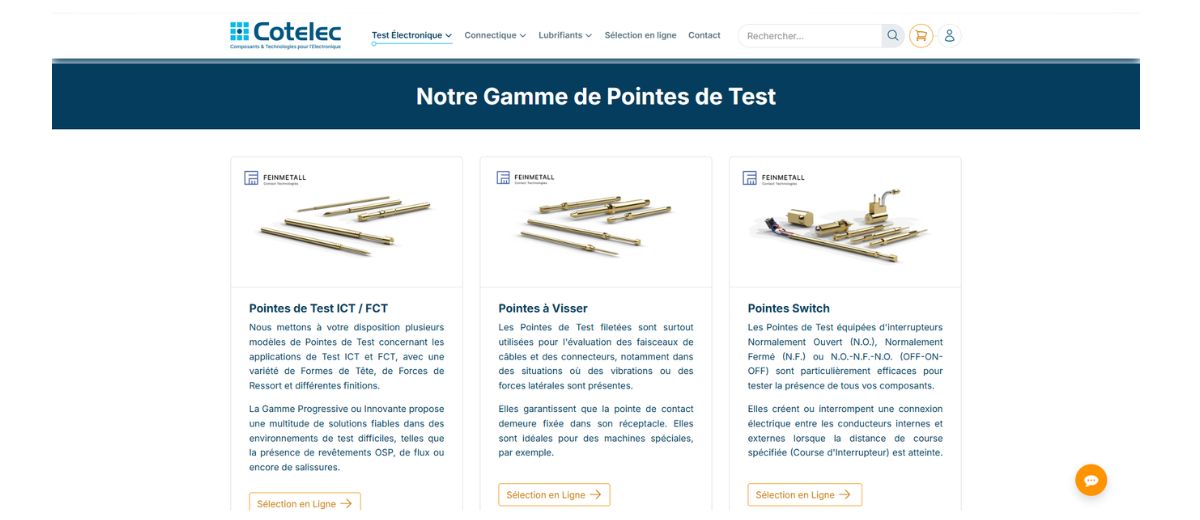 Pointes de test précises et durables à faible résistance de contact