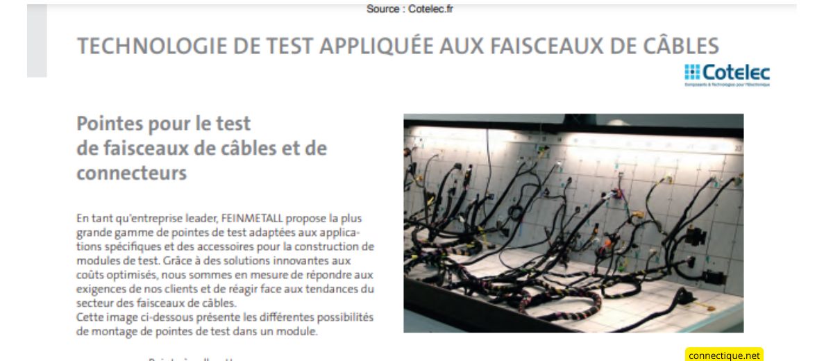 Solutions de test pour faisceaux de câbles et connecteurs